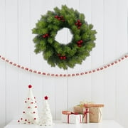 Clearance!Opehuo Christmas Wreath Imitation Pines Needle Vines Wreath for Holiday Door Decoration, Window and Home Decor, Christmas Tree Ornament, 24 Inch Green Wreath,A